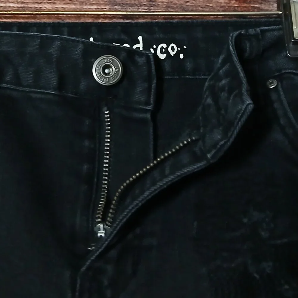 Indigo Thread Co Jeans 10 Skinny Mid Rise Distressed Black Denim Stretch